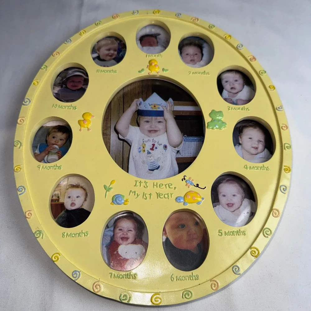 Baby First Year My 1st Year Photo Frame Oval Yellow Multi Opening 12 Month 12in